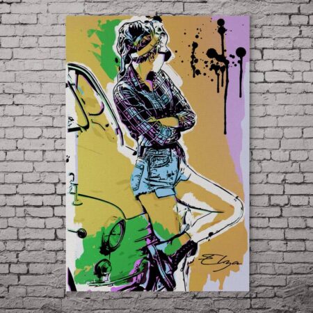 popart woman painting