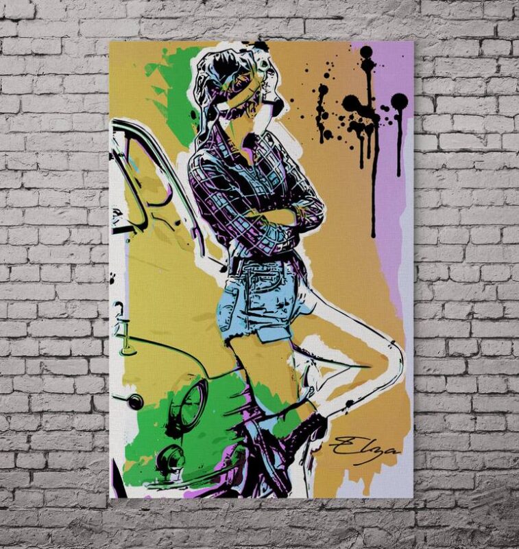 popart woman painting